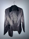 Burgundy & Black Striped Two-Piece Suit with Velvet Accents (Signature Closet)