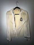 Blackwell Sheer Ruffle Blouse with Embroidered Crest (Signature Closet)