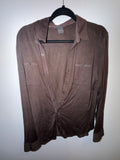 John Varvatos Brown Knit Button-Up Shirt (Signature Closet)
